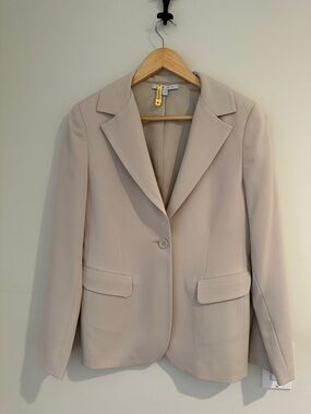 CAbi Womens Beige Single-Button Blazer Jacket